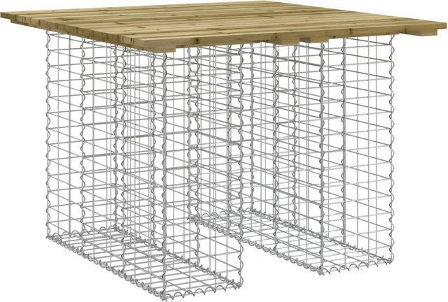 Gabionen Gartentisch VD Home Furnishing aus druckimprägniertem Kiefernholz in Braun, B/T/H: 100 x 102 x 72 cm - Bild 1