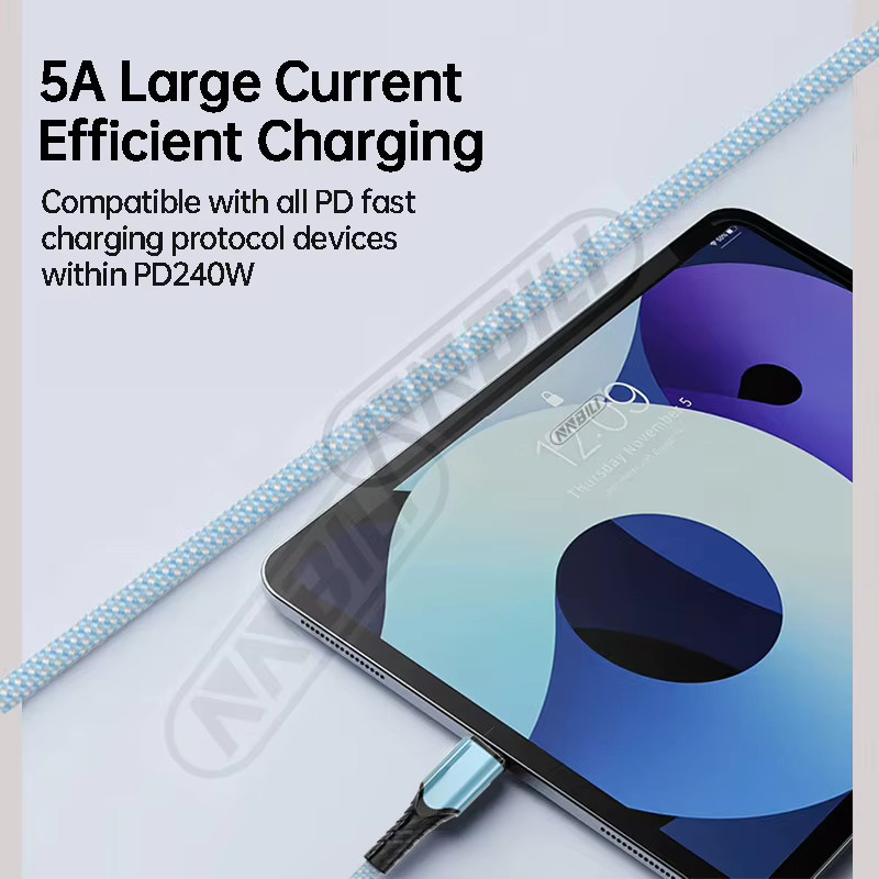 NNBILI 3er-Set USB-C auf USB-C Kabel 240W PD Schnellladekabel QC4.0 in Schwarz und Blau für MacBook, Samsung und iPhone 15 16 - Bild 6