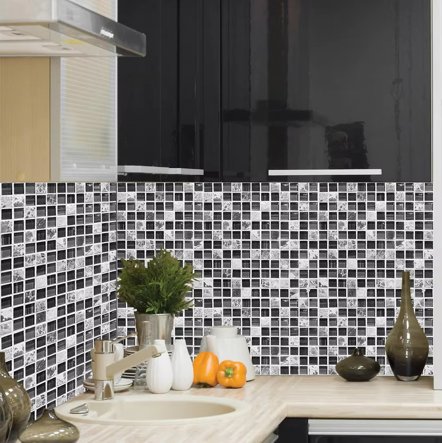 YanTin 10er Set Marmor Mosaik Fliesen aus PVC mit Klebefläche für Wand und Boden in Küche und Bad - Bild 2