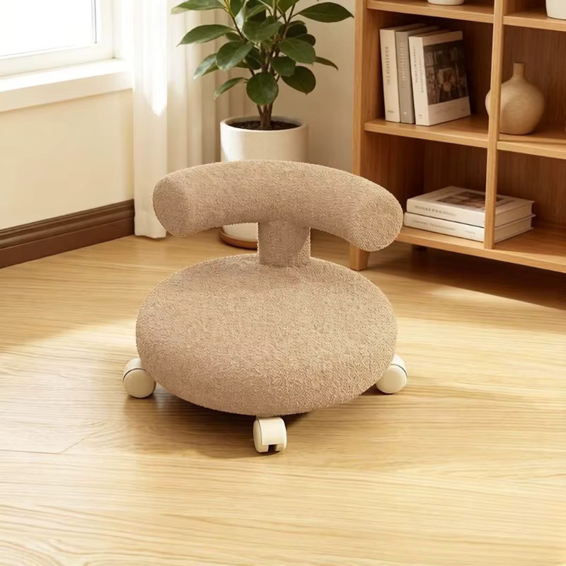 LIUSHADUOLA Active Stool für Kinder in Weiß mit Bouclé-Bezug und Rollen im skandinavischen Design - Bild 2