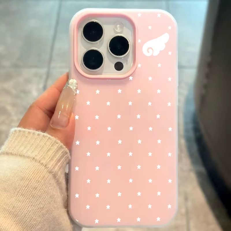 Niedliche Ästhetik Handyhülle mit Sternen und Engelsflügeln für Samsung Galaxy S26 S25 S24 Ultra S23 S22 Plus S21 FE A36 A56 A26 A16 A06 in Pink und Rot - Bild 2