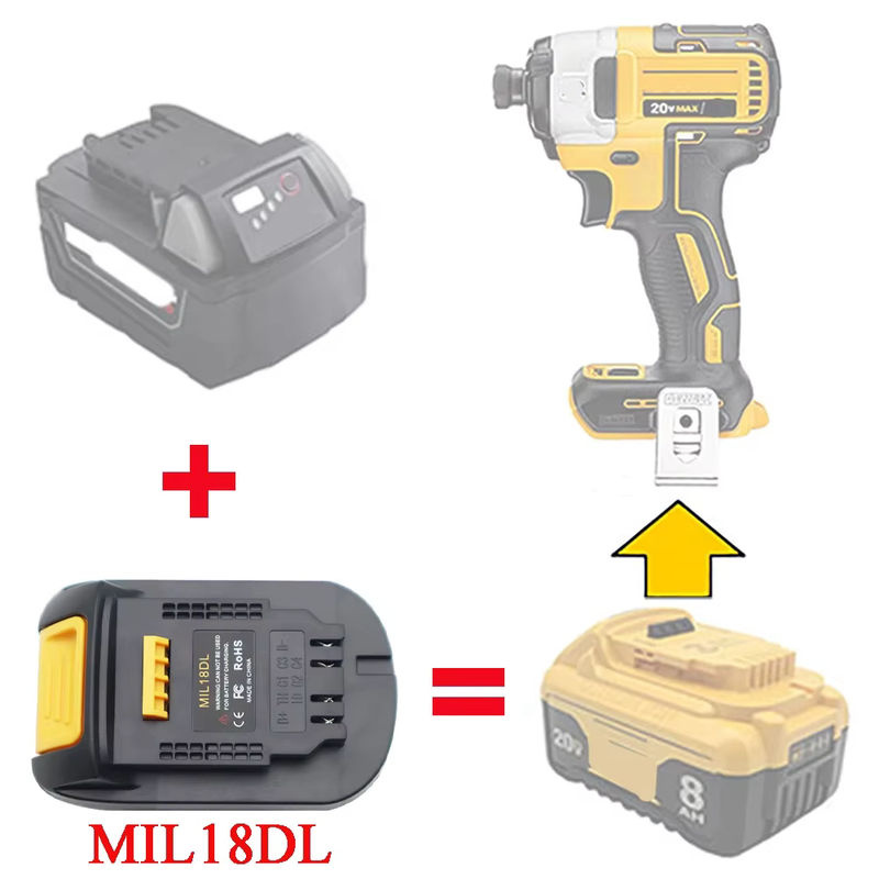 dawupine Adapter Konverter MIL18DL für Milwaukee 18V Li-Ion Akku und DeWalt 20V Maschinen wie DCF850 und DCD791 - Bild 2