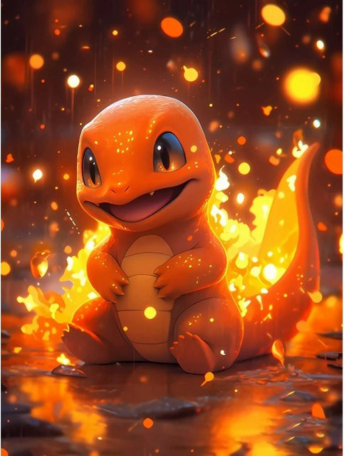 Potdemiel Pokemon Diamant Malerei Kit mit Cartoon Dinosaurier Little Fire Dragon für DIY Mosaik Stickerei und Home Dekoration - Bild 1