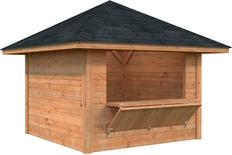 Marktstand Palmako Bianca Set 104 aus Fichtenholz in Braun mit Pyramidendach, B: 300 cm, H: 319 cm, T: 300 cm - Bild 1