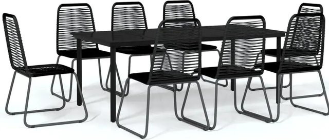 vidaXL 9-teilige Garten-Essgruppe in Schwarz mit gehärtetem Glas und pulverbeschichtetem Stahl - Bild 1