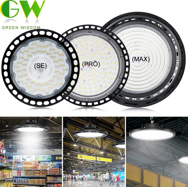 Green Wisdom UFO LED Hallenleuchte Schwarz, Wasserdichte Industrie-Pendelleuchte für Innen- und Außenbereich - Bild 1