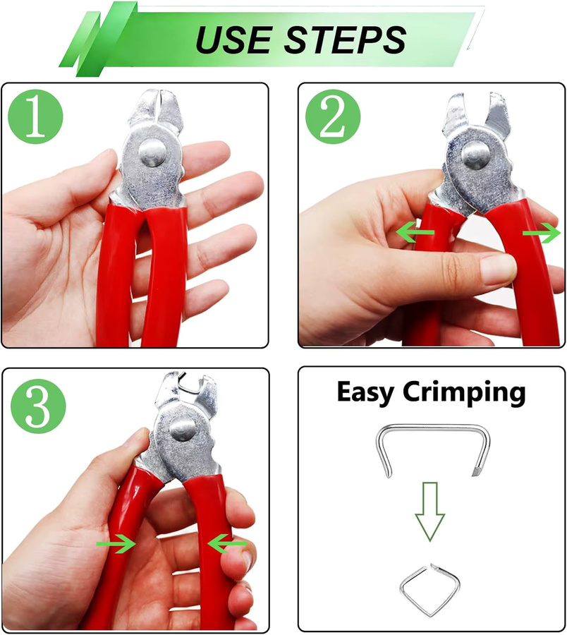 NIUXIANG Hog-Ring-Zangen-Set mit verzinkten Ringen in Rot für Tierkäfige, Möbel, Seile und Polsterungen - Bild 2