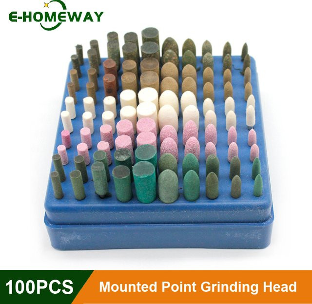 E-HOMEWAY Polier- und Schleifscheiben Set mit 3mm Schaft, 100 Stück, Multicolor - Bild 1