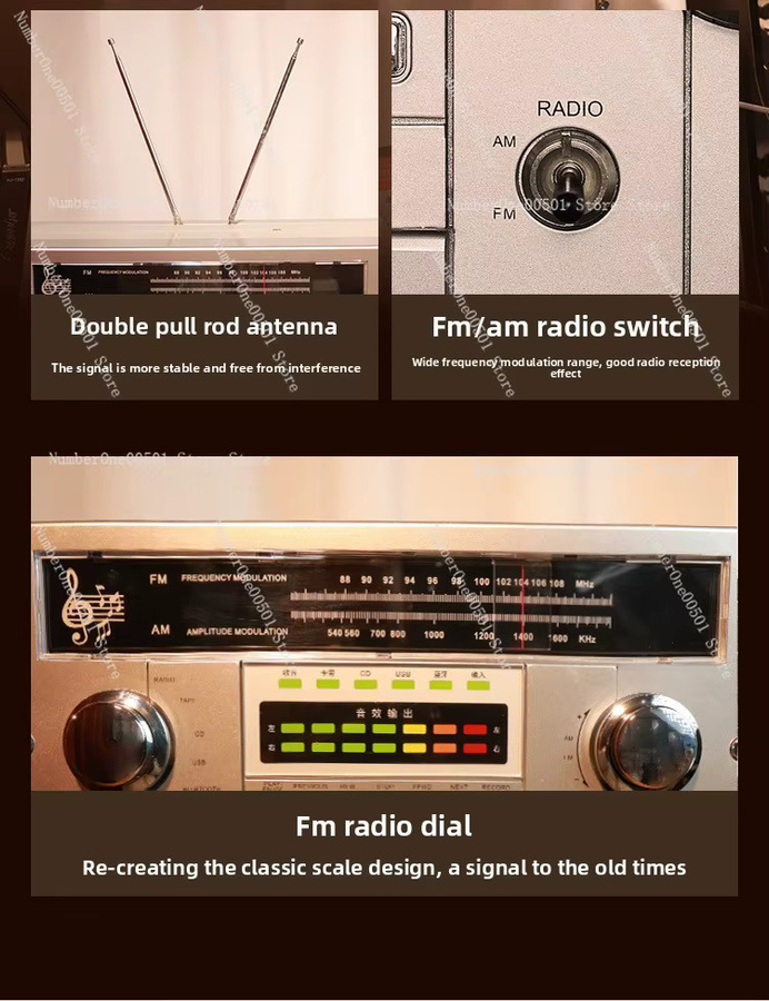Retro CD-Player mit Radio und Bluetooth-Lautsprecher in Schwarz mit HIFI-Klangqualität - Bild 3