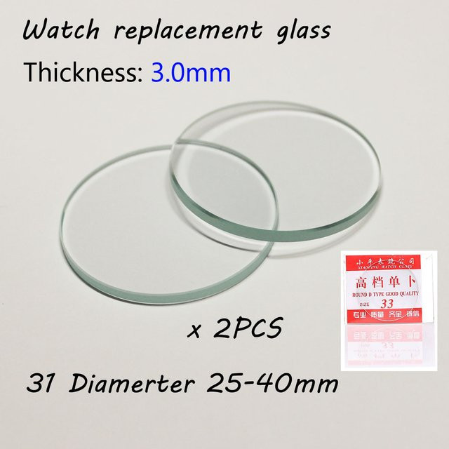 DAHASE Uhren-Ersatzteil, Mineralglas, 25-40 mm, Transparent, 2 Stück - Bild 1