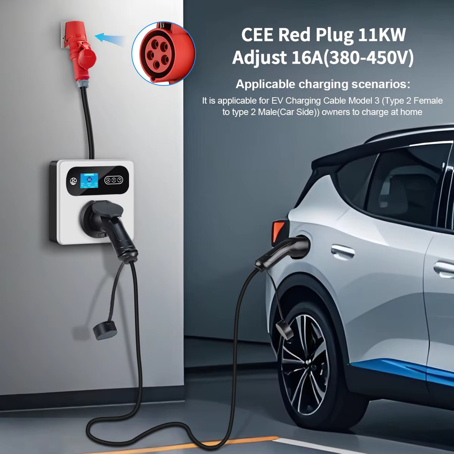 Kolanky EV-Ladegerät Wallbox 11KW mit CEE auf Typ 2 Steckdose, White, Tuya App Steuerung und Zeitverzögerung 1-15 Stunden - Bild 3
