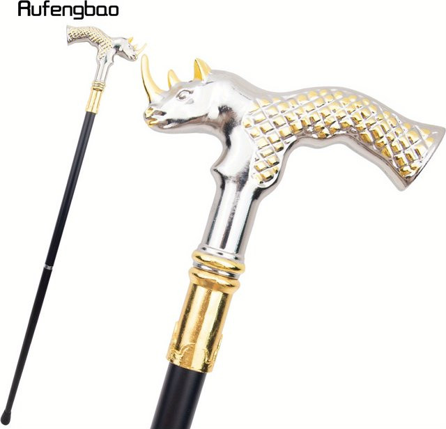 Rufengbao Dekorativer Nashornkopf Stab in Gold und Weiß, Vintage Performance-Bühnenstock für Cosplay und Partys, Höhe: 91 cm - Bild 1