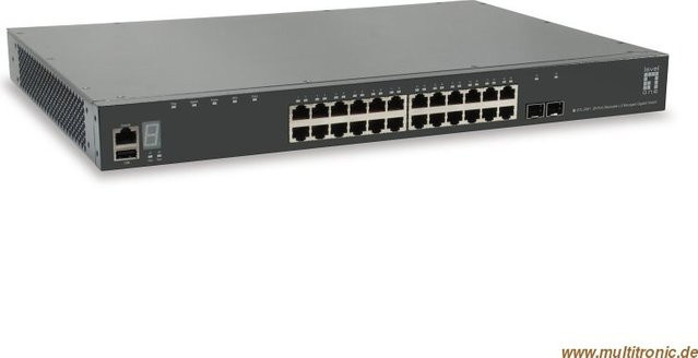 LevelOne GTL-2891 Managed L3 Switch mit 24 x 10/100/1000 Mbit/s Ports und 2 x 10 Gigabit SFP+ Uplink, Rackmontierbar, Schwarz/Grau - Bild 1