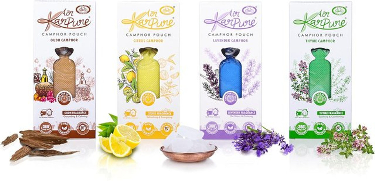 Cycle Pure Karpure Campher-Sachets 4er Pack Duftbeutel für Auto, Schrank und Büro in Oudh, Zitrus, Lavendel und Thymian - Bild 1