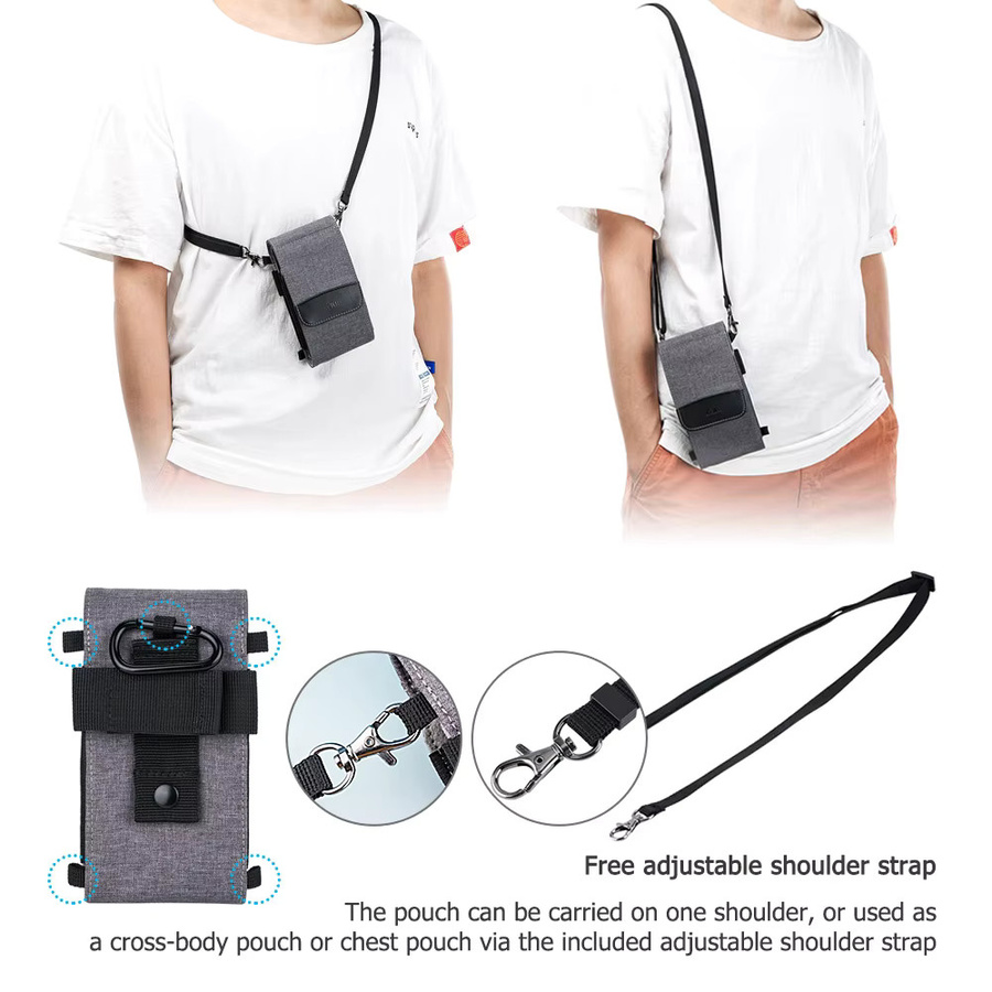 KIWIFOTOS Dual-Layer Smartphone-Tasche mit Schultergurt und Kartenfach für iPhone 15 14 13 in Grau - Bild 2