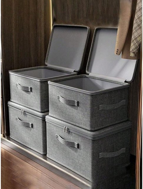 Faltbare Aufbewahrungsbox mit Deckel von ouyaohong für Kleidung und Bettwäsche in Bunt und Grau - Bild 1