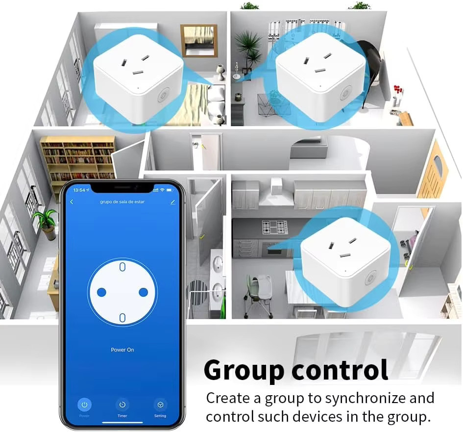 Tuya WiFi Smart-Steckdose 16A mit AU-Stecker in Weiß, Zigbee-kompatibel mit Sprachsteuerung, Timer-Funktion und App-Fernbedienung für Alexa - Bild 5