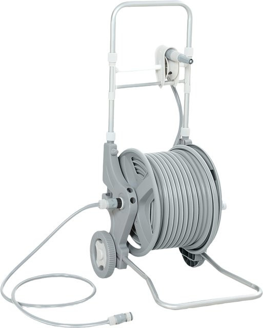 Outsunny Schlauchwagen Grau mit 45 m Schlauchtrommel, Wasserhahnadapter und Kurbel, H x B x T: 78 x 45 x 44 cm - Bild 1