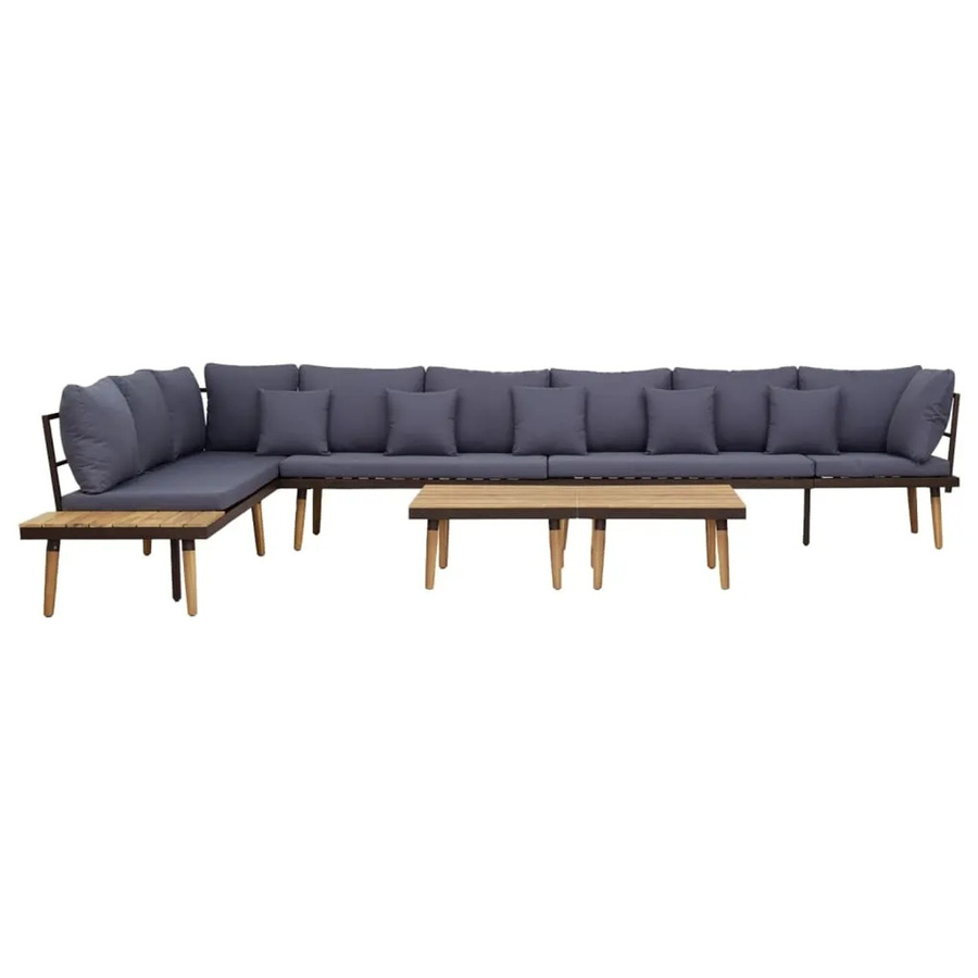 vidaXL Garten-Lounge-Set 8-Sitzer aus Akazienholz und Metall in Grau und Braun mit Polstern und Kissen für Garten, Balkon oder Terrasse - Bild 2