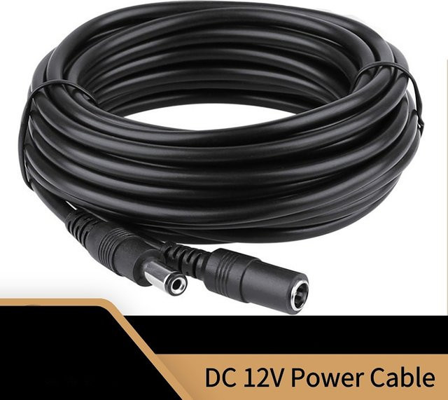 DC12V Stromverlängerungskabel mit 2,1 x 5,5 mm Stecker, männlich zu weiblich, schwarz, für CCTV-Überwachungskameras - Bild 1