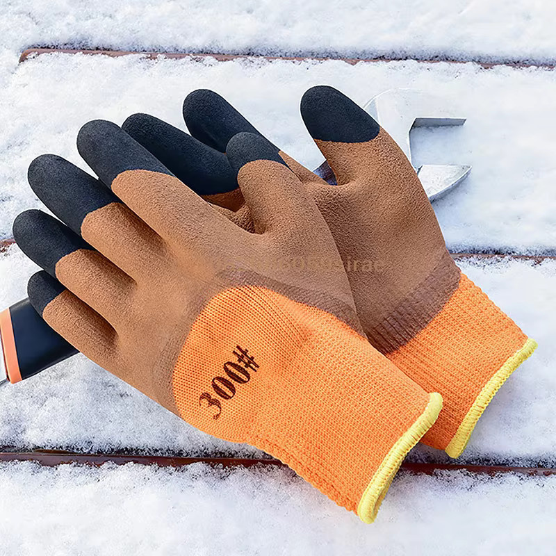 Arbeitsschutzhandschuhe aus Gummi und Latex in Orange, 1 Paar verschleißfeste und rutschfeste Handschuhe mit samtiger Innenseite für die Baustelle - Bild 3