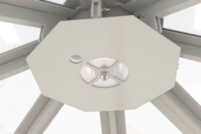 LED-Beleuchtung für Achteck-Raucherpavillon Modell Paris, 11 W, neutralweiß, IP65, Platte grauweiß RAL 9002, WSM - Bild 1