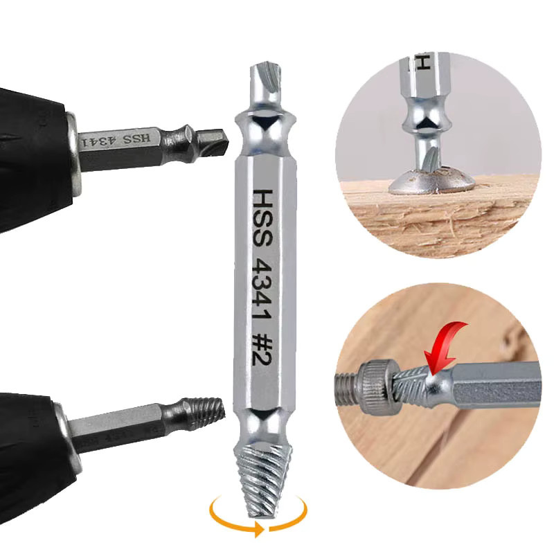 Mr Drill Extraktor mit Doppelkopf und S2-Stahl für gebrochene Schrauben und Draht, Silber - Bild 5