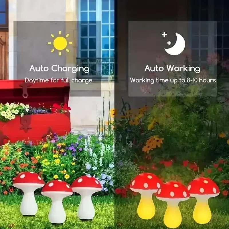 OKAL RED EAST LED Solar Pilzlampe in Rot für den Garten, wasserdichte dekorative Gartenlaterne zur Außenbeleuchtung - Bild 4
