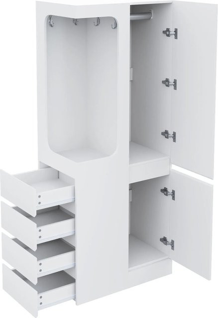okwish Kleiderschrank mit integrierten Schubladen und Kleiderstange in Weiß, B/T/H: 70 x 40 x 170 cm - Bild 1