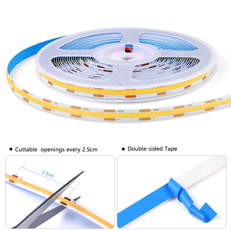 MALITAI COB LED Streifen Set mit Fernbedienung und Dimmfunktion, Warmweiß, AC220V zu DC 12V, ideal für Küchenschränke und Home Decor - Bild 3