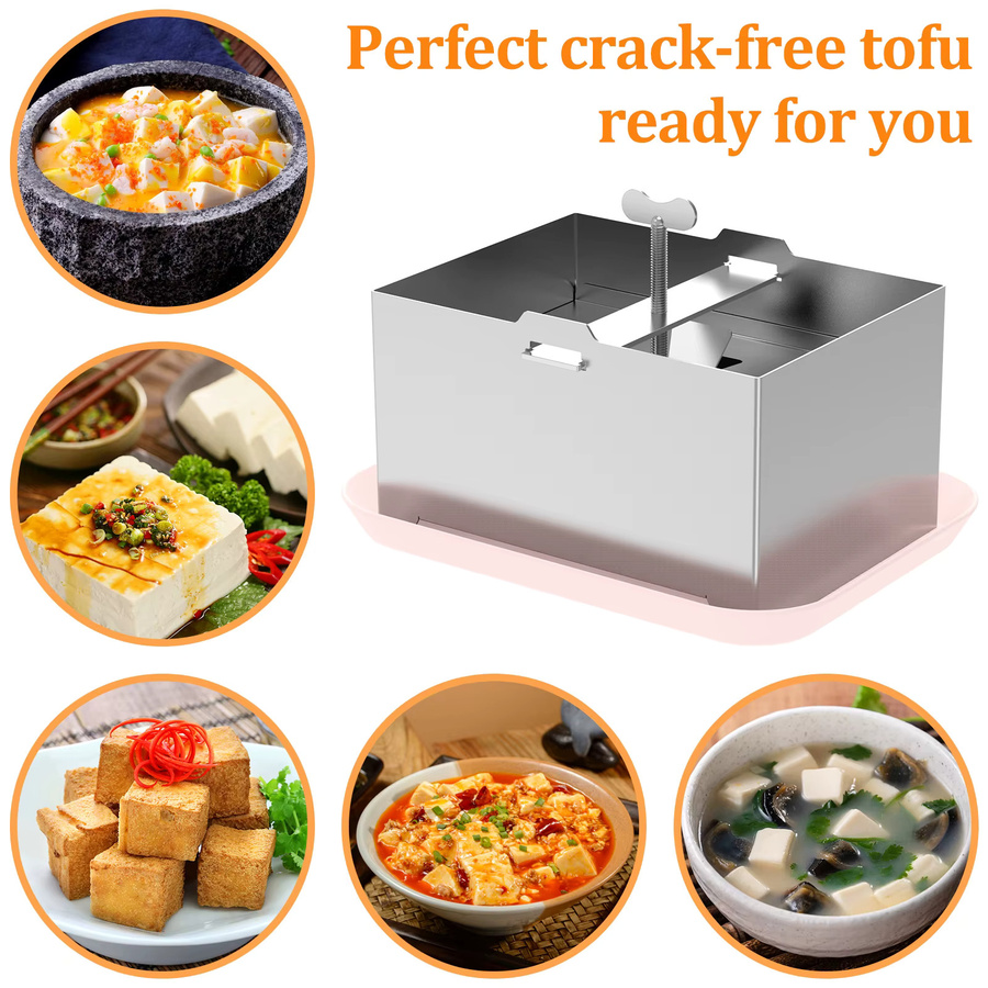 Willstar Tofu Presse aus Edelstahl mit Tropfschale in Silber für hausgemachten Tofu und Sojabohnen-Quark, rechteckig - Bild 2
