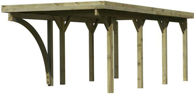 Karibu Einzelcarport Classic 2 mit Stahl-Dach und Einfahrtsbogen, Farbe: grün, B/T: 273 x 586 cm - Bild 3