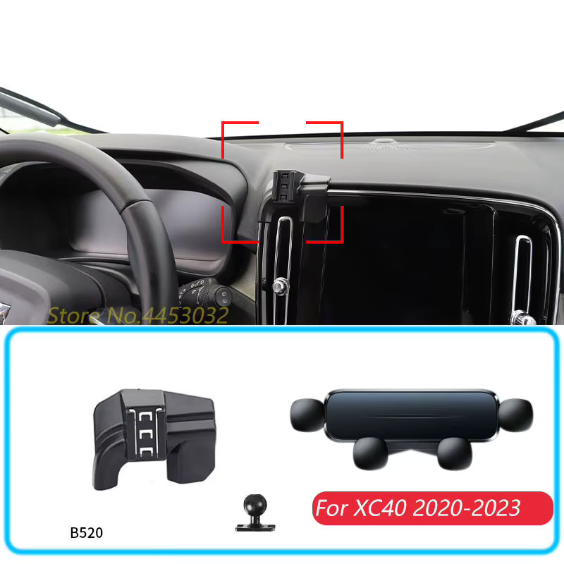 Autotelefon Halterung für Volvo XC40 2020-2023 Schwerkraft-Ständer mit Sockel für GPS und Mobile Geräte in Schwarz - Bild 5