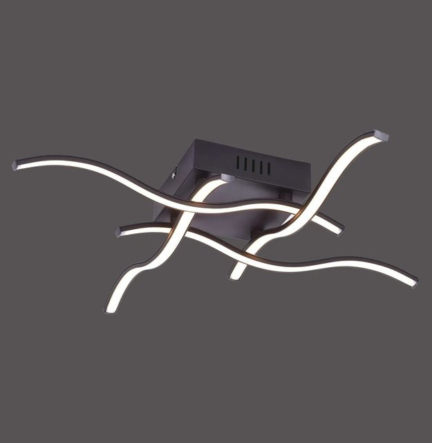 Just Light LED-Deckenleuchte Wave Schwarz quadratisch B/T/H: 55 x 55 x 4 cm - Bild 1