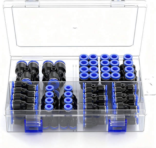 SteelShadow PY-Kit mit pneumatischen Luftanschlüssen und Schnellverschluss in Blau, Durchmesser: 4 mm, 6 mm, 8 mm, 10 mm, 12 mm, 14 mm, 16 mm - Bild 1