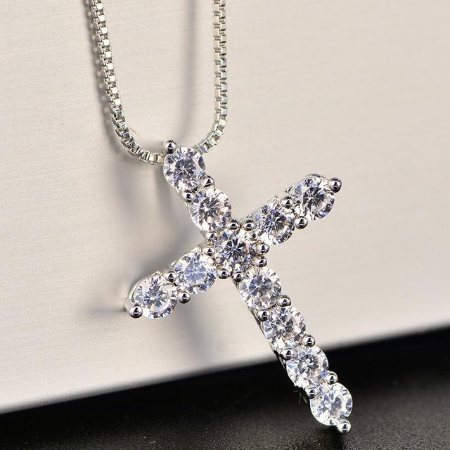 Lucky Star Jewelry Halskette Kreuz Anhänger, 925 Silber, Zirkonia, Damen - Bild 1