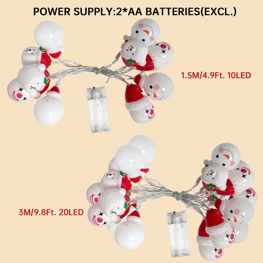 Peach Forest LED Lichterkette mit Schneemann, Joker und Bär für Weihnachtsbaum und Party, batteriebetrieben, mehrfarbig - Bild 5