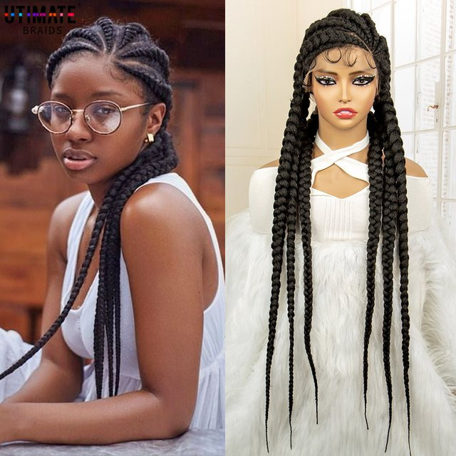 Ultimate Synthetische Vollspitze-Perücke, Geflochtene Box Braids, 36 Zoll, Damen - Bild 1