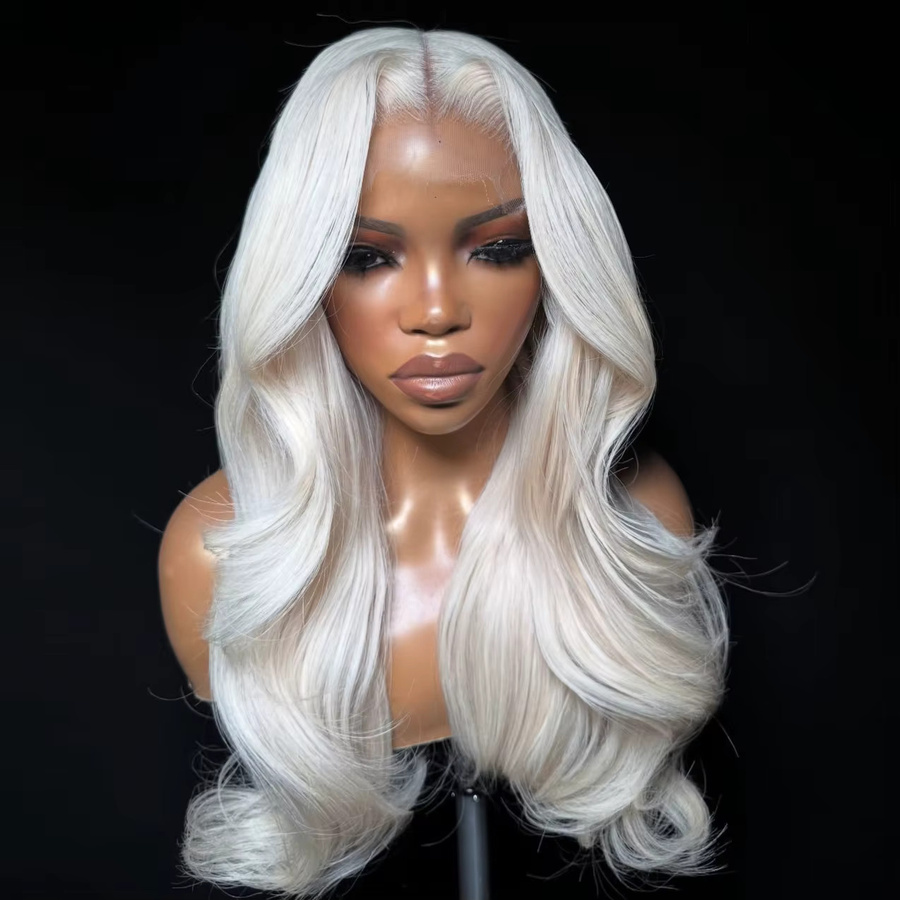 UStyleHair Lace-Front-Perücke, platinblond, lange Wellen, synthetisch, Unisex - Bild 2