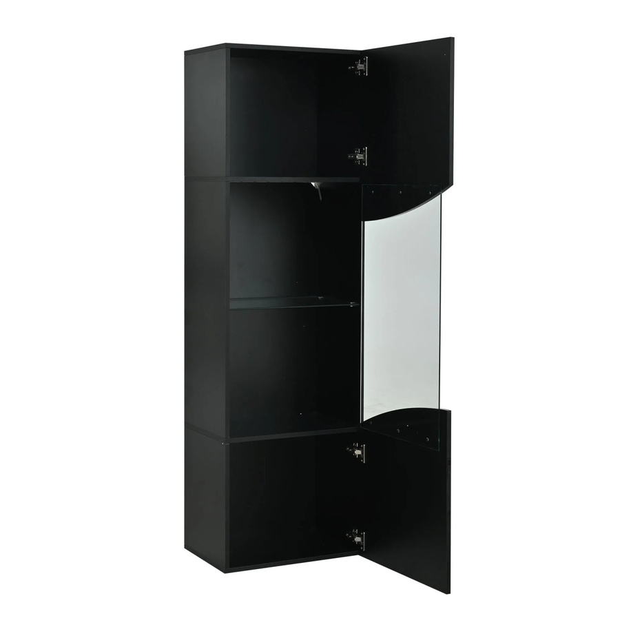 okwish Vitrinenschrank mit LED-Beleuchtung und Wellenoberfläche in Schwarz, B/T/H: 35 x 50 x 165 cm - Bild 2