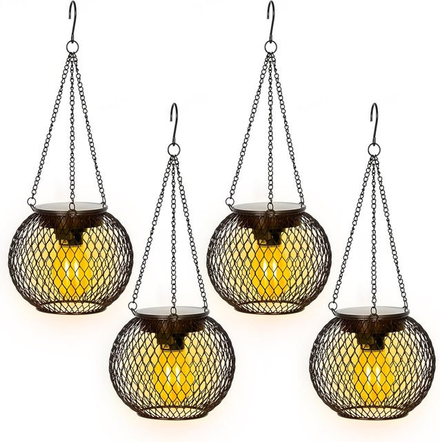 Leclstar Solar Laterne Outdoor LED Gartenleuchte mit Haken in Schwarz, Warmweißes Licht, Wasserdicht und Dekorativ für Garten, Terrasse und Hof - Bild 1