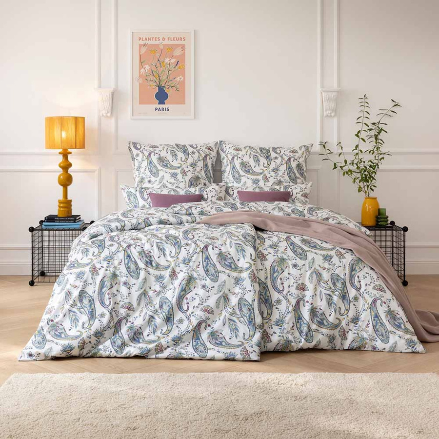 Estella Schweizer Premium Mako-Satin Bettwäsche Dariana Paisley in Weiß, B/H: 135 x 200 cm mit Kissenbezug 80 x 80 cm - Bild 1