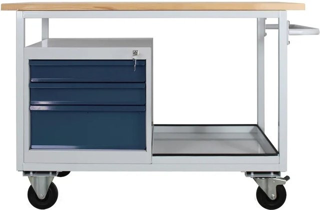 PROREGAL Mobile Werkbank Light Rhino mit Ablagefach und 3 Schubladen, Lichtgrau Anthrazit, H x B x T: 85 x 130 x 60 cm, Traglast 300 kg - Bild 1