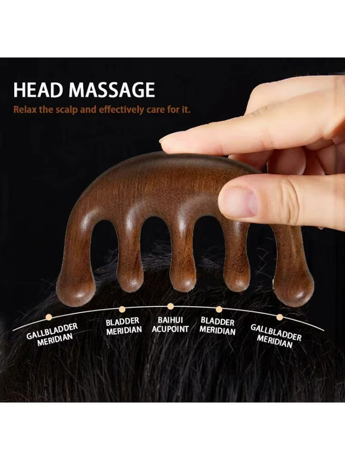 RUZOFO Massage Kamm aus Sandelholz, Unisex, für Kopfhaut und Körper - Bild 7