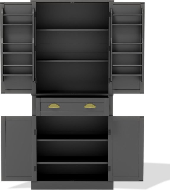 Moderner Küchenschrank Aosom in Schwarz mit 4 Türen, 1 Schublade und 4 verstellbaren Ablagen, B/T/H: 80 x 40 x 182 cm - Bild 1