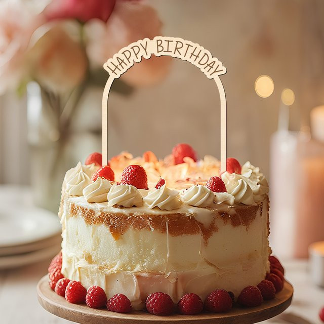 YOMDID Happy Birthday Holz-Kuchenbogen-Topper als universelle Kuchendekoration für deinen Geburtstag - Bild 1