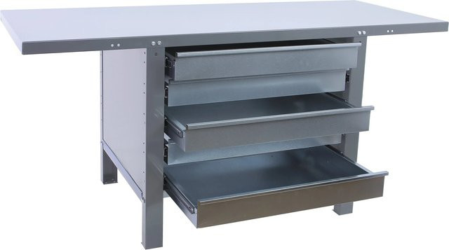 PROREGAL Werkbank BUFFALO aus Metall mit 5 Schubladen, Grau, H x B x T: 83 x 120 x 73 cm, Traglast 700 kg - Bild 1