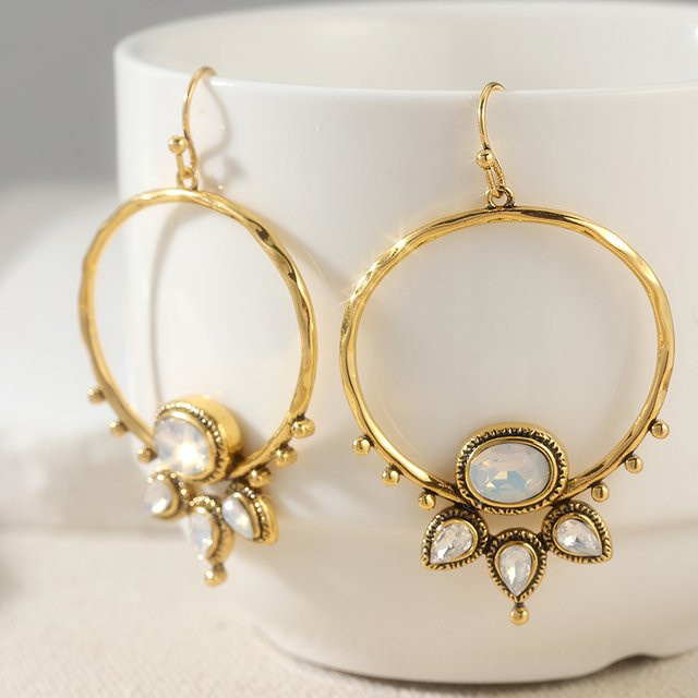 YoYo Ohrringe Tropfenform, Gold, Zirkonia, Damen, Vintage - Bild 1