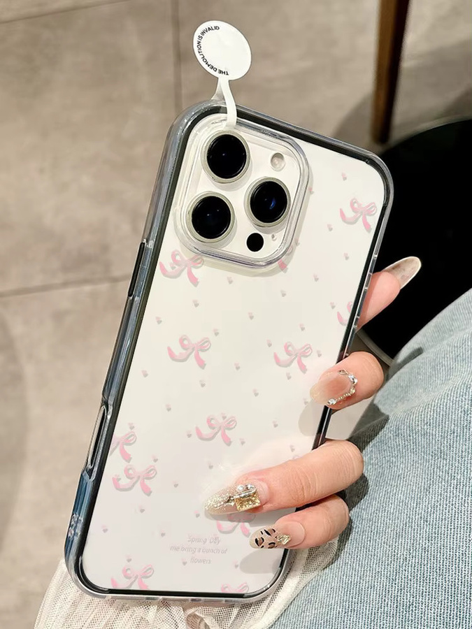 Stoßfeste Silikon Handyhülle mit rosa Schleife für Apple iPhone 11 bis iPhone 17 Pro Max und iPhone 17 Air - Bild 3