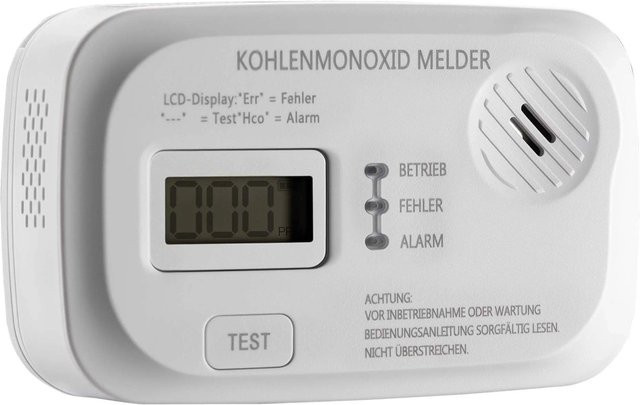 Wiltec Kohlenmonoxid Gasmelder mit Display und 85 dB Warnsignal in Weiß - Bild 1